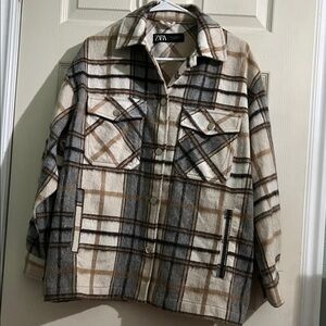 Zara Women's plaid Utility Jacket or Shacket